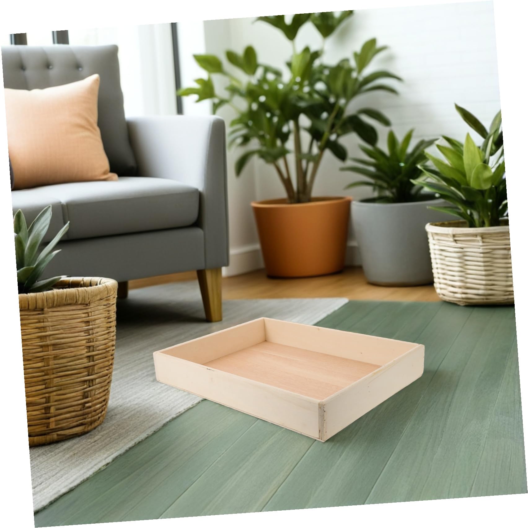 TOYANDONA Bandeja de Madera para Jardín Zen Japonesa 40x30x6 Cm, Mini Bandeja para Accesorios de Meditación y Manualidades, Contenedor de Escritorio para Bloques y Arena Decorativa