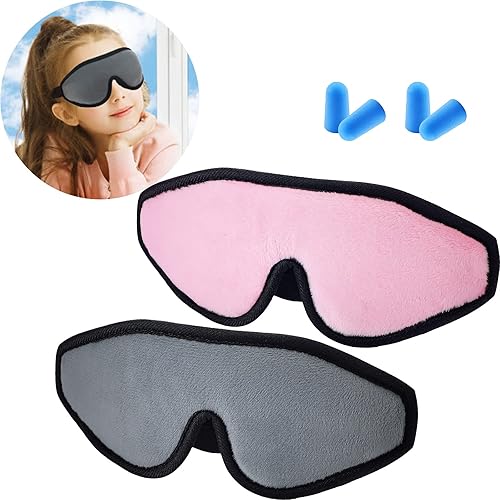 Miniatura 1 de 2 máscaras de sueño 3D para niños, máscara de ojos contorneada de espuma viscoelástica, máscara de sueño de viaje con correa ajustable, vendas 3D