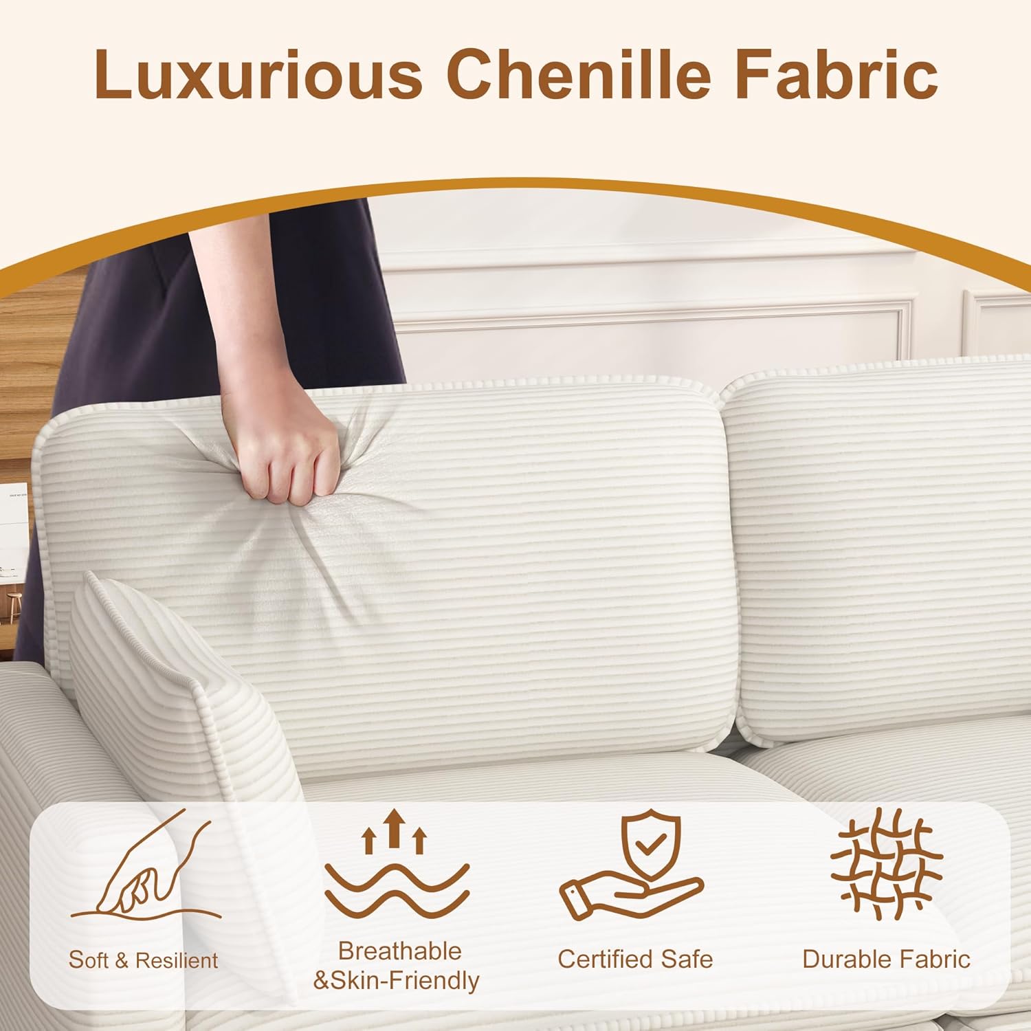 66" Chenille Loveseat Sofa, Modern Deep Seat Small Couch with Soft Cushions, Fabric Loveseat Easy Assembly for Apartment Living Room Bedroom