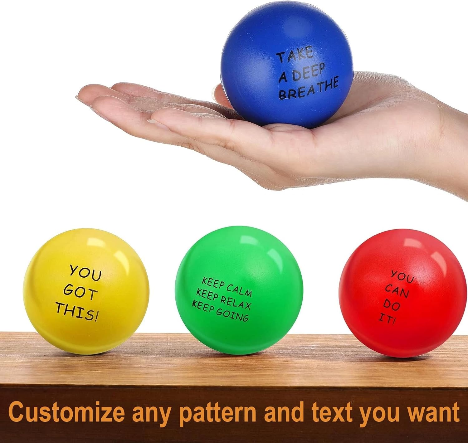 Custom Stress Balls with Logo/Text, Personalized Stress Balls for Adults 10/50/100 Packs Employee Appreciation Gift for Relief Encouraging - Image 6