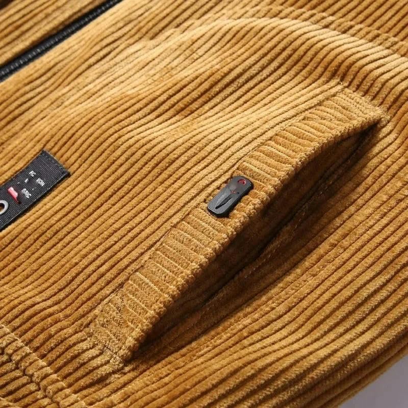 Chaqueta cortavientos para hombre en pana forrada con cierre de cremallera 6