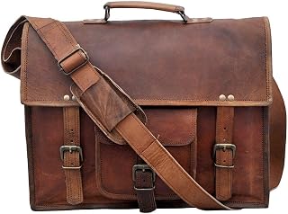 SHAKUN LEATHER JOURNAL Brown 100% Leather Messenger Bag for Laptop Handmade Briefcase Satchel Mens Crossbody Laptop Bag (11x15x5 Inches)