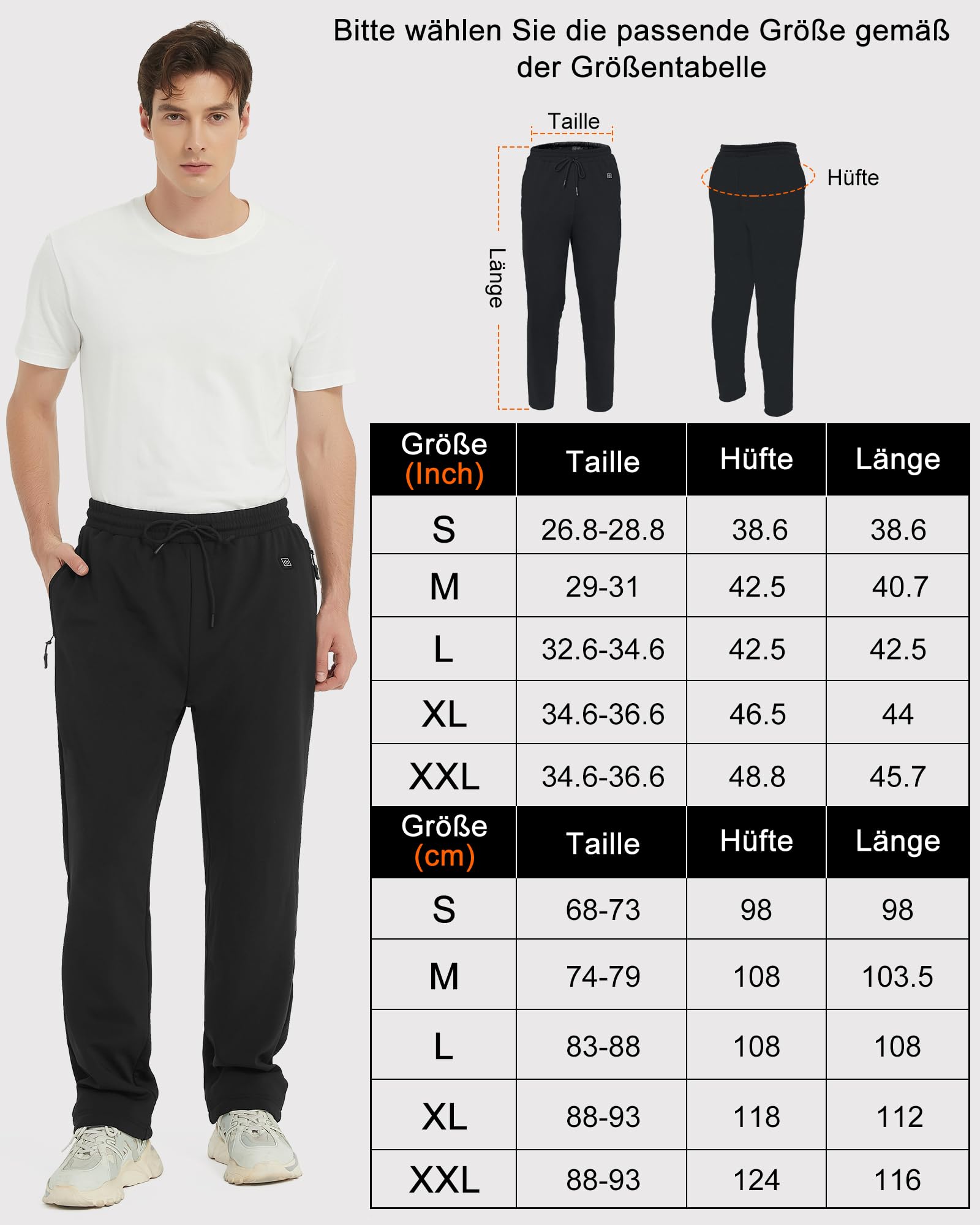 FERNIDA Pantaloni Riscaldati Uomo Donna, Pantaloni Termici Elettricamente Riscaldati con Power Bank, Pantaloni di Pile Riscaldanti Nero per Jogging all'aperto Pesca Sci Ciclismo