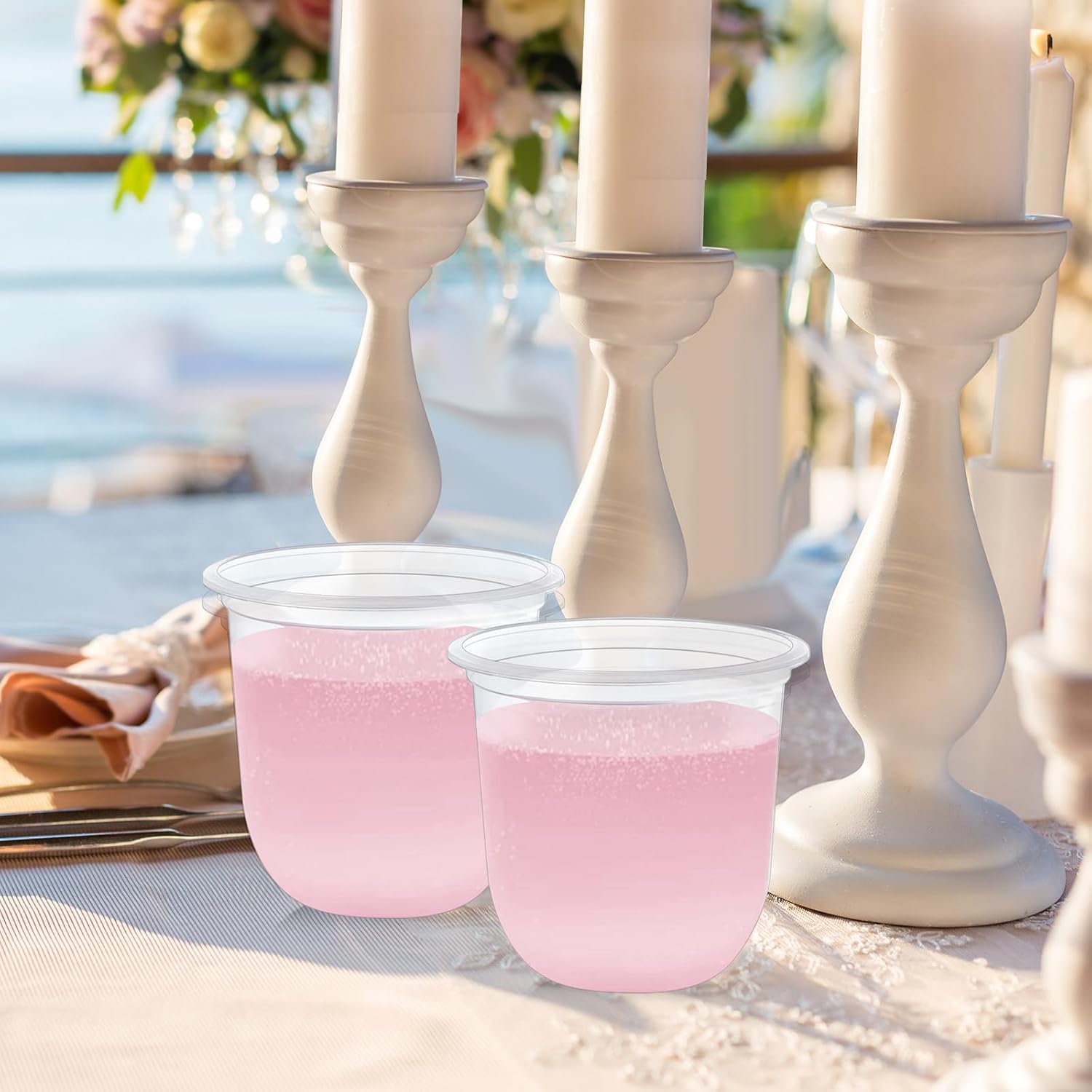 Ziliny 100 Pcs 10oz Plastic Stemless Wine Glasses Disposable Plastic Wine Glasses for Parties Weddings Birthdays Cocktail (Clear)