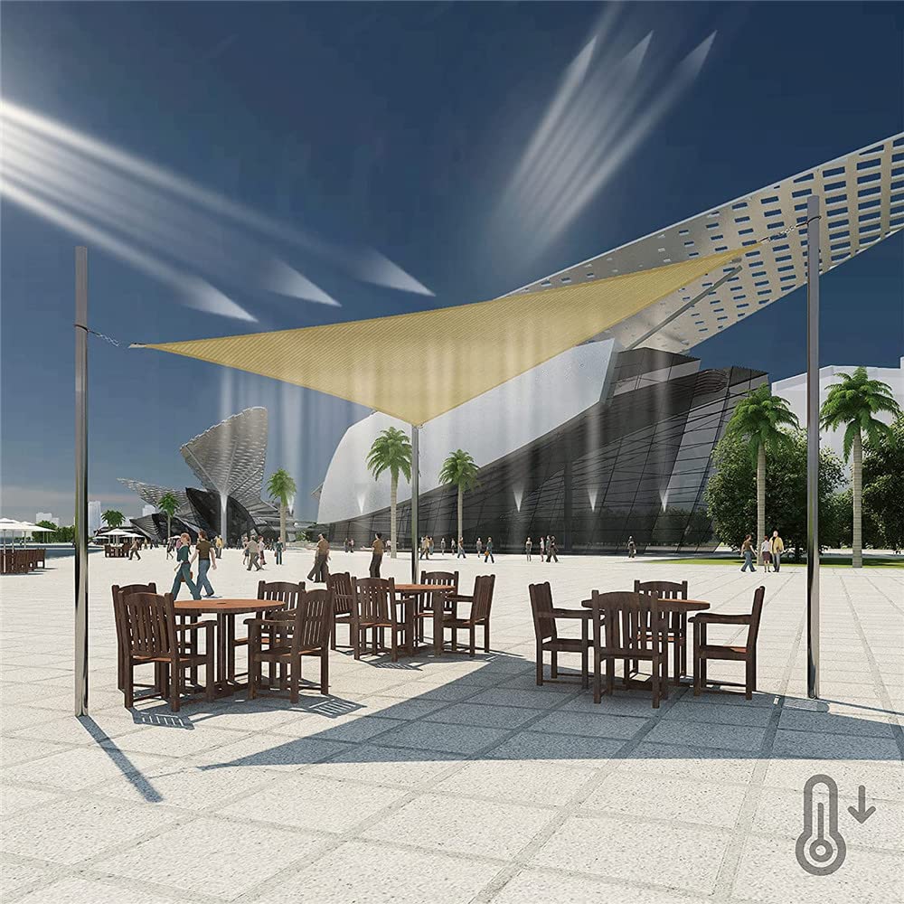 Tenda A Vela Triangolare Tenda da Sole Resistente Ai Raggi UV in Robusto Polietilene Ad Alta Densità (100% HDPE) per Feste All'aperto in Giardino E in Terrazza con Corda (5x5x5m,Verde)