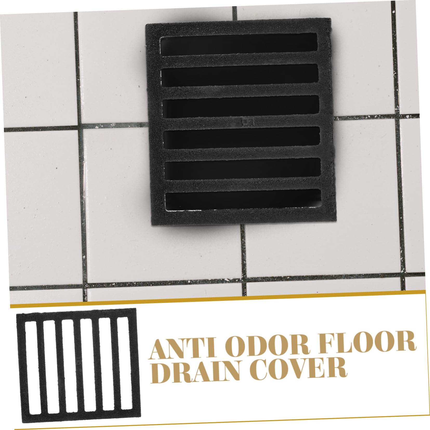 Tapa de Desagüe de Hierro Negra Cuadrada para Baño | Cubierta de Drenaje Antiolores, Evita Atascos, Flujo de Agua Suave, Formato para Ducha y Suelo