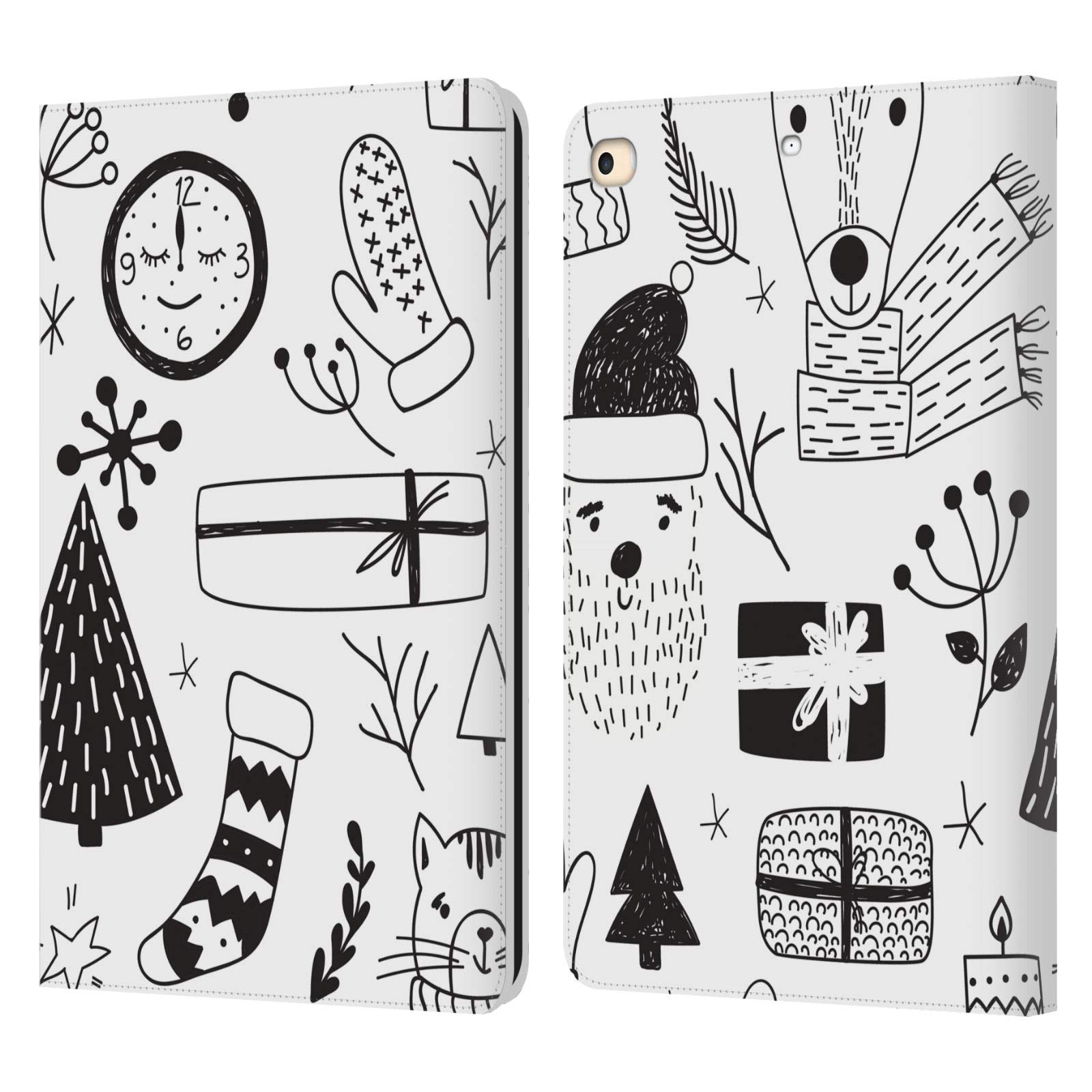 Coque en cuir de qualité pour iPad 9.7 2017 aux finitions graphiques d'hiver