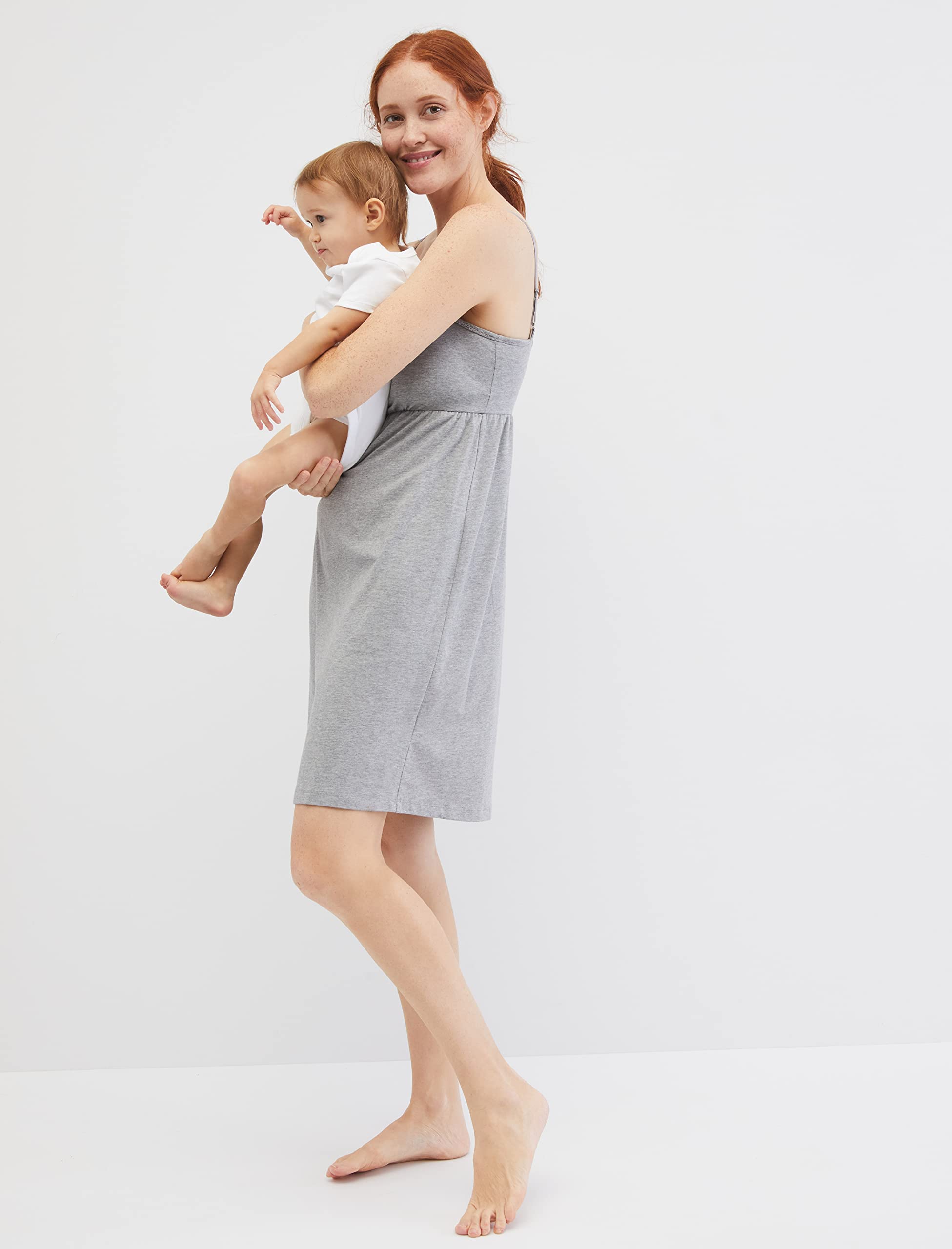 Motherhood Maternity Camisón de Lactancia con Clip Y Ribete de Encaje para Lactancia Camisón Mujer