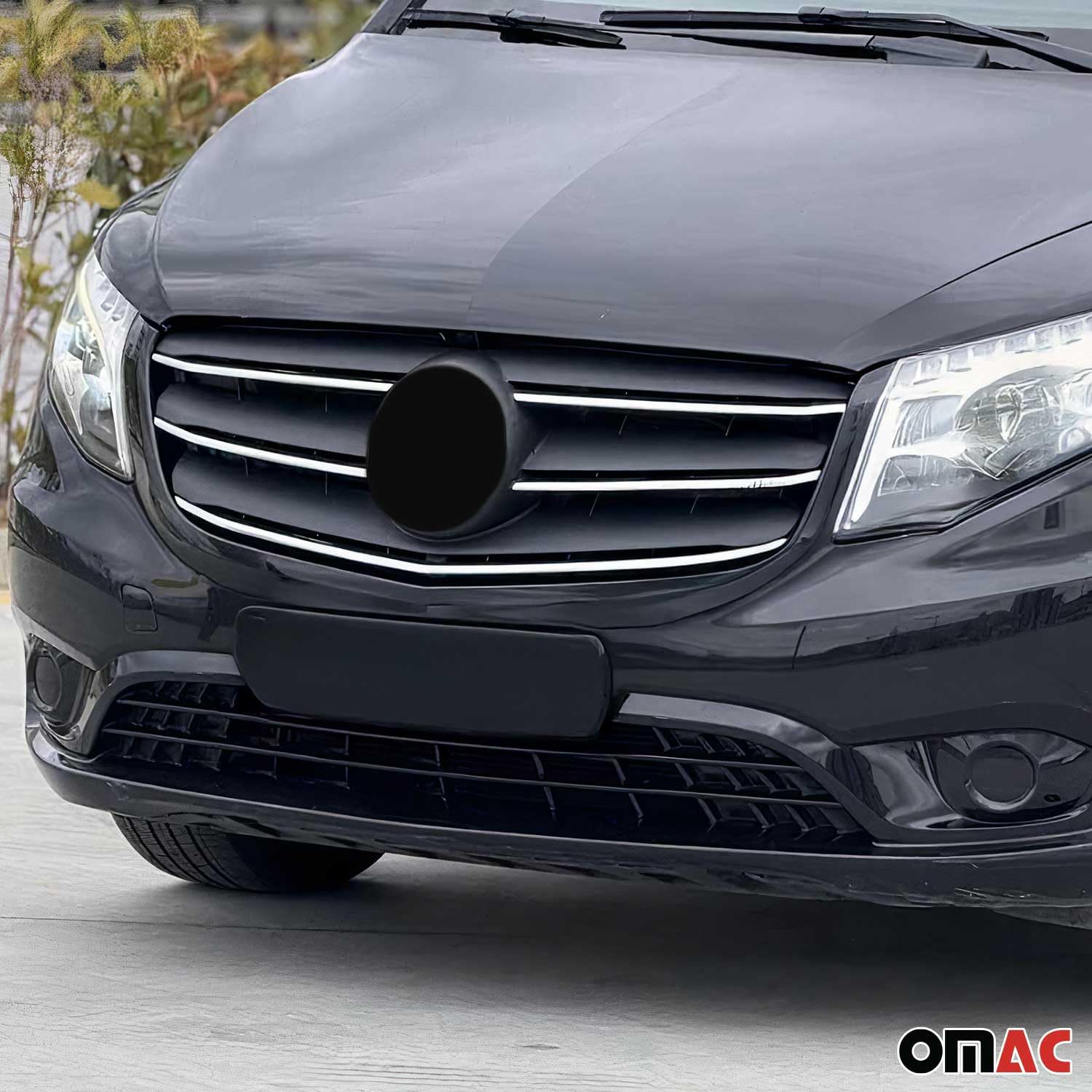 OMAC Kühlergrill Leisten Grillleisten kompatibel mit Mercedes Vito W447 2020-2026 FL Chrom 5tlg