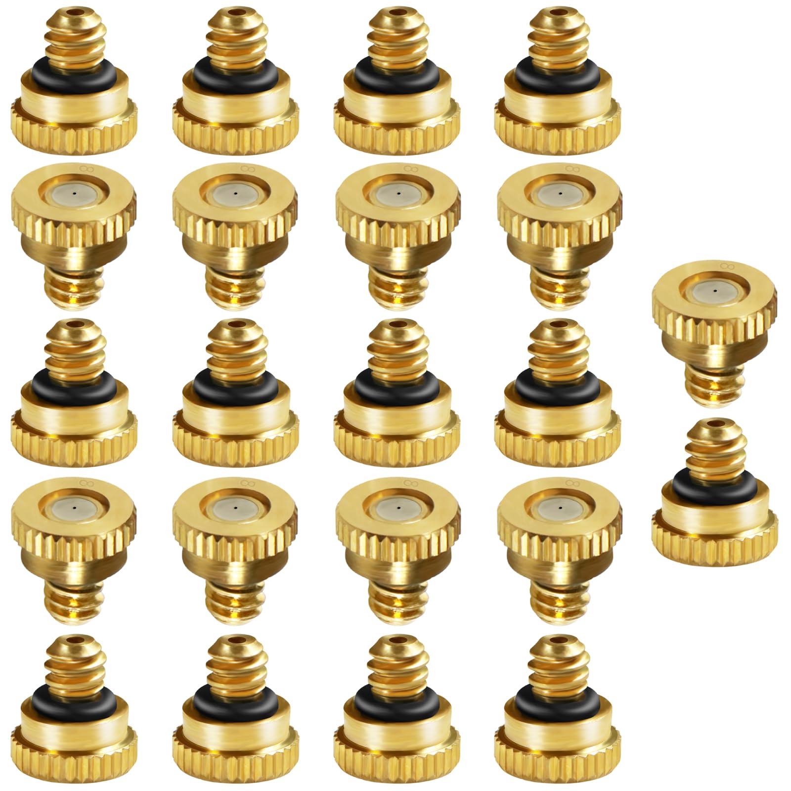 Sohnvwtgd 0.03'' Brass Misting Nozzles For Garden Cooling System 0.03" (0.8 Mm) 10/24 Unc (22 Pcs) (0.03'')