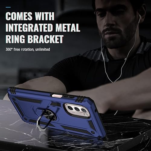 Miniatura 6 de Funda de grado militar para Moto G Stylus 5G 2022, anillo giratorio de metal de 360 grados, soporte de soporte, armadura resistente a prueba de