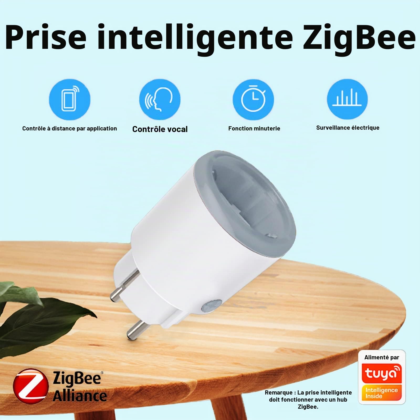 Zigbee Prise Connectée Alexa, Prises Connectée 16A avec Mesure Actuelle, Prise Intelligente 3680W avec Télécommande/Contrôle Vocal, Programmable Smart Plug Compatible Alexa Google Home 4 Pack