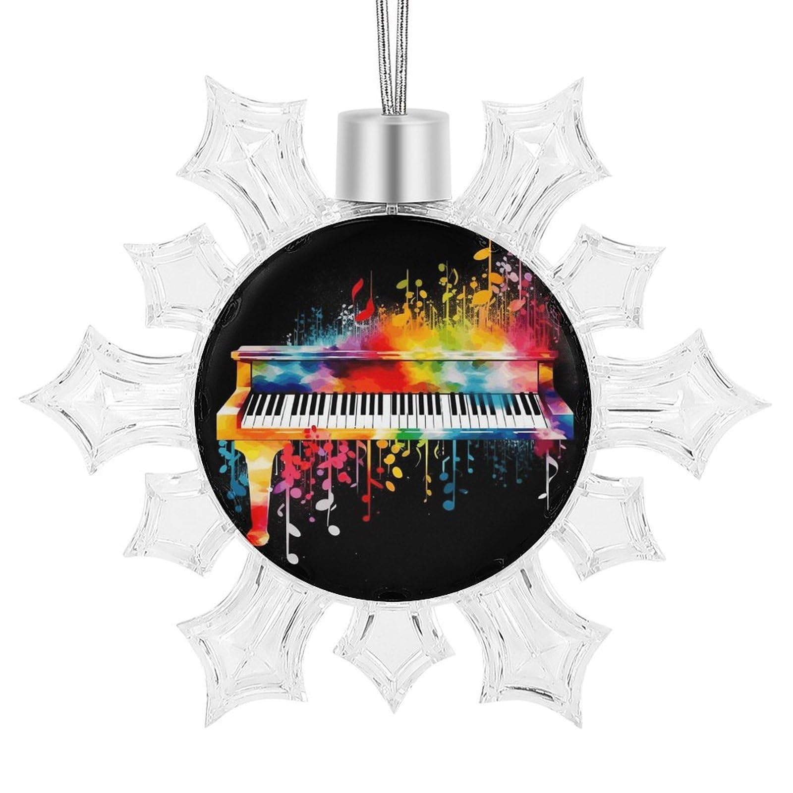 Colorful Piano Keyboard Music Note Snowflake Ornaments Cute Snowflake Pendant Exquisite Christmas Tree Ornaments for Christmas Weddings New Year Birthday Holiday Celebration