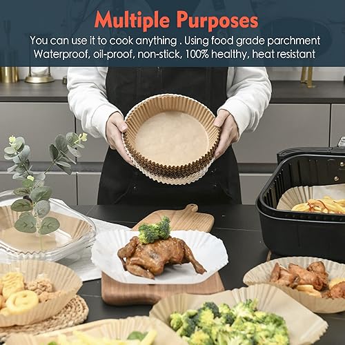Miniatura 7 de Forro de papel desechable para freidora de aire compatible con COSORI y Ninja, horno tostador, freidora de aire antiadherente, papel pergamino,