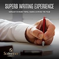 Vista 8 de Scriveiner Deep Crimson Red Rollerball – Impresionante bolígrafo de rodillo de lujo de laca roja carmesí profundo con acabado cromado, repuestos