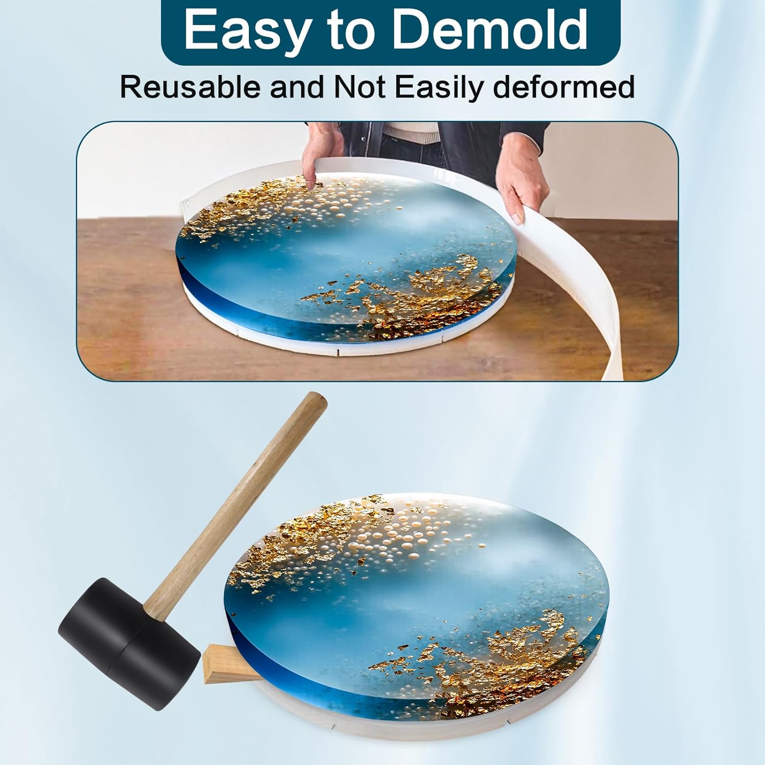 Large Epoxy Resin Table Molds,18" Reusable Deep Round Detachable Molds for Epoxy Resin Casting,Circle Table,Coffee Table,Cutting Board,Tray,Home Decoration,Floral Preservation