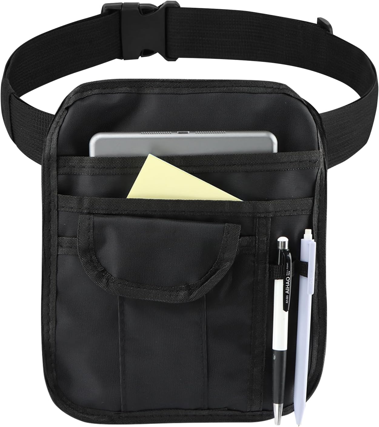 Server Waist Pouch - 6 Pockets & Adjustable Belt - Perfect Fit for Restaurant, Hotel & Bar Staff - Restaurant Waitress Accessories Bag, Utility Money Bag, Working Serving Apron for Waiter & Waitress