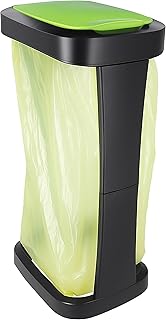 HRB Gelber Sack Ständer mit Schwingdeckel, stabiler Mülleimer Küche für Müllbeutel 70-120L, ideal als Pfandflaschen Sammelbehälter, hochwertiger Müllsackständer für Haushalt und Gewerbe