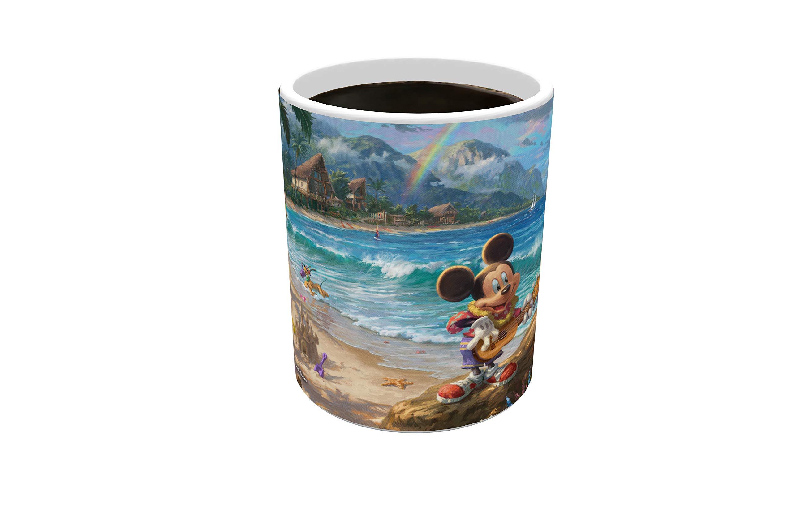 Morphing Mugs Disney - Mickey y Minnie Mouse - Hawaii - Una taza de cerámica sensible al calor que cambia de color de 11 onzas - Imagen revelada cuando se añade líquido caliente