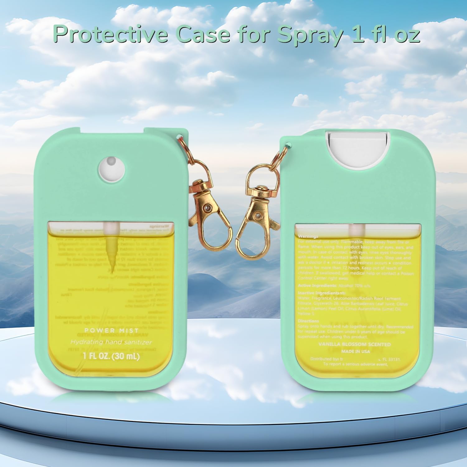 Hand Sanitizer Spray Case Compatible with Touchland Power Mist 1 oz – Silicone Case with Keychain for Touch Land Mist 1 fl oz（30 ml）, Hydrating Hand Sanitizer Accessory for 1 fl oz(Green) image 4