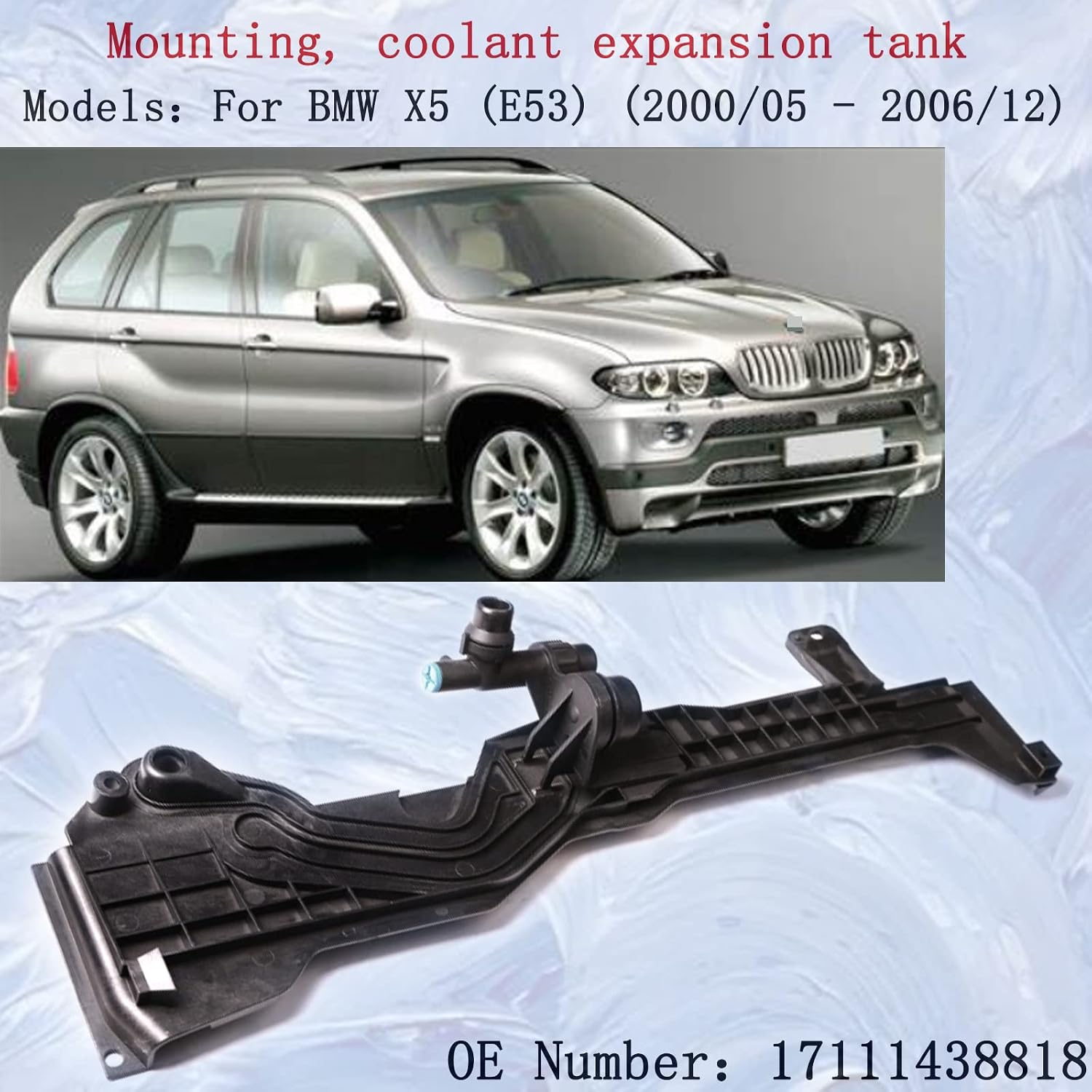 Bracket Expansion Tank Holder, Cool Compensation Tank Coolant Holder Black for BMW X5 E53 2000-2006 17111438818