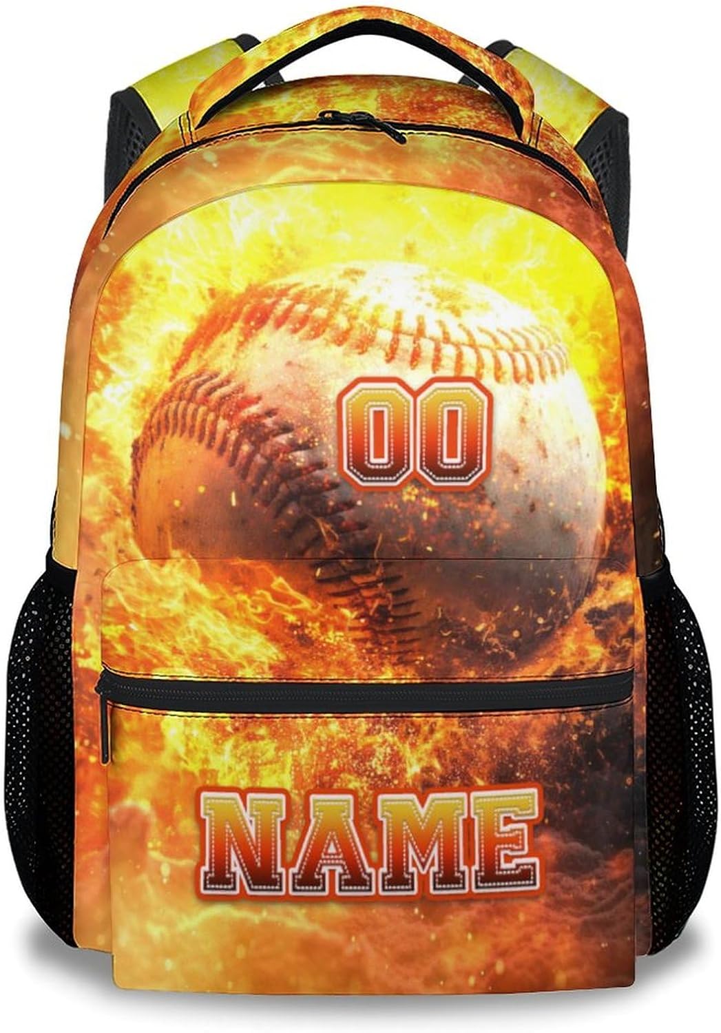 Boys Backpack, Personalized Baseball Backpacks for Kids, 17 Inch Custom Toddler School Bag with Name, Sport Theme Bookbags for Elementary School