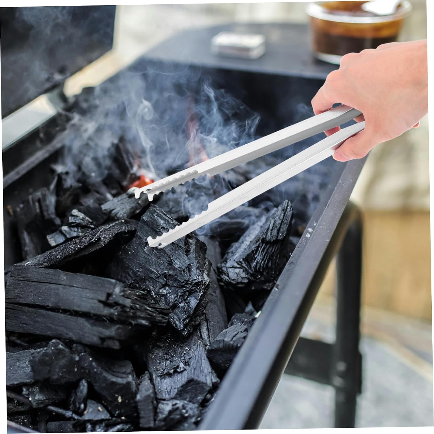 SUPVOX Portable Charcoal Tongs for Bbq and Campfire Fire Pit Tongs Lightweight and Versatile Grilling Tool for Outdoor Cooking and Firewood Handling