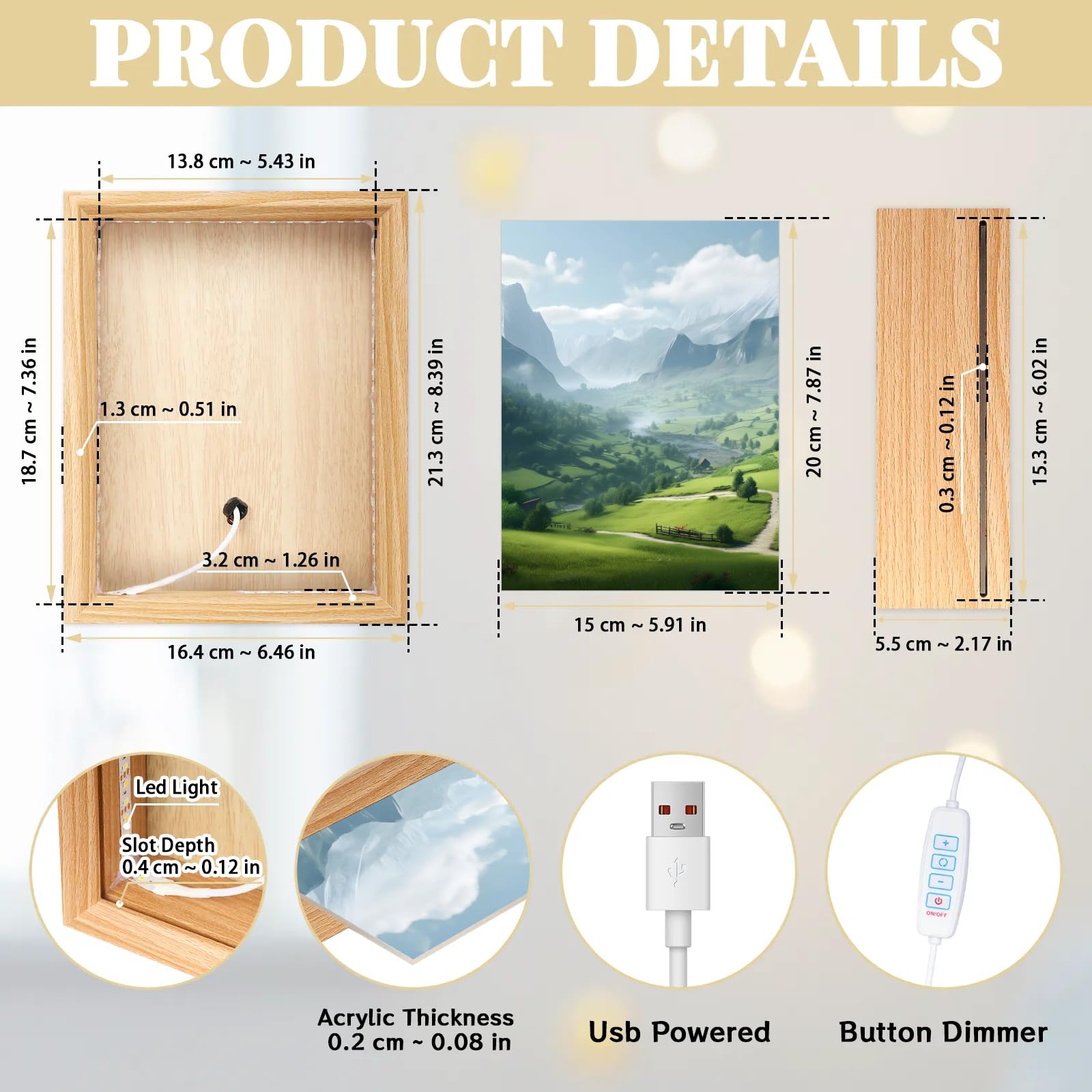 Light Up Painting, Colorful Forest Wall Art Picture Light Dreamy Forest Light Up Desktop Art Decor, 10 Brightness, USB Powered, 3 Lighting Modes, Anxiety Relief Gift for Bedroom Home - Without Frame