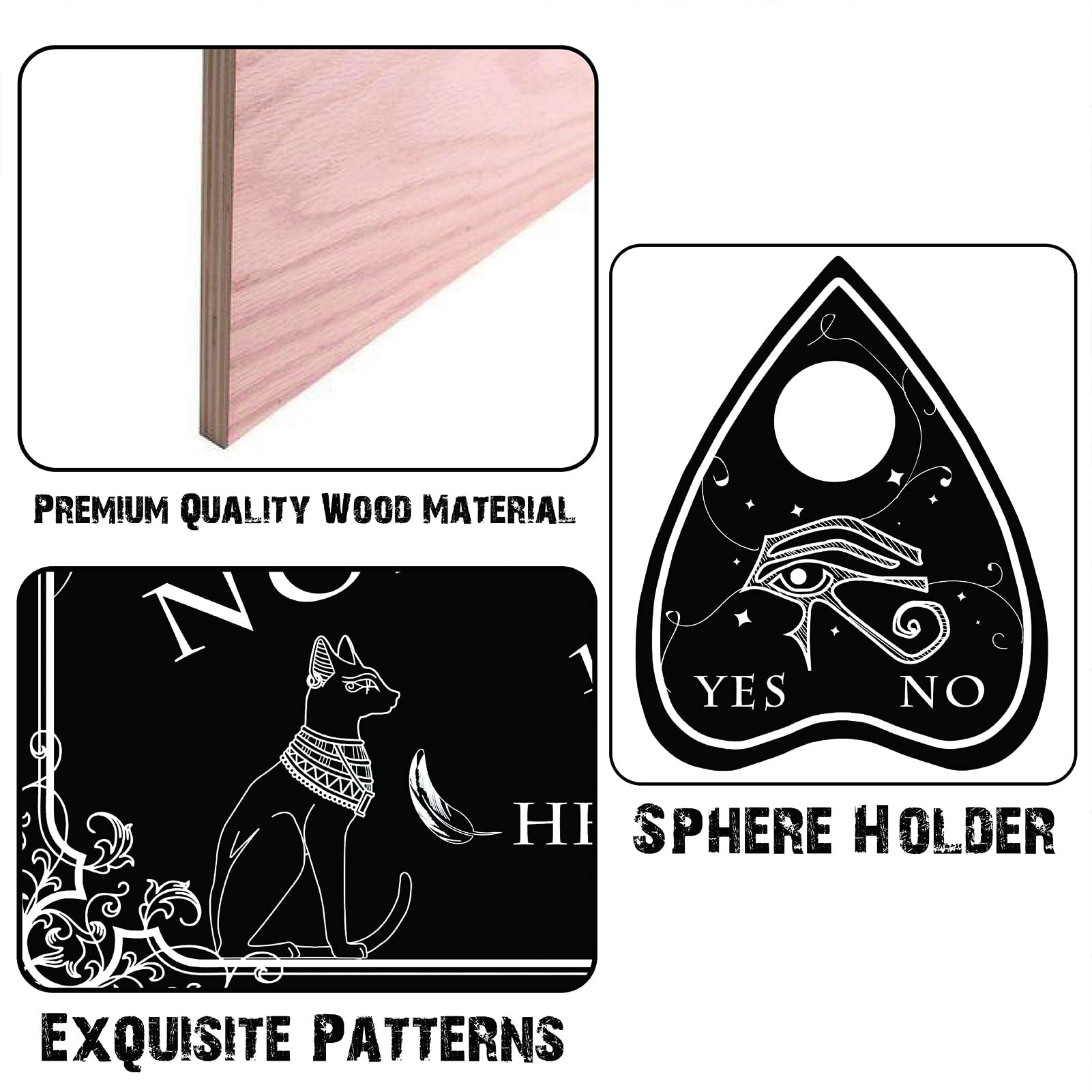 CREATCABIN Tablero Ouija De Madera Con Diseño De Ojo De Horus – Tablero De Adivinación Con Plancheta, Decoración Wicca Y Juego De Espíritus Para Halloween