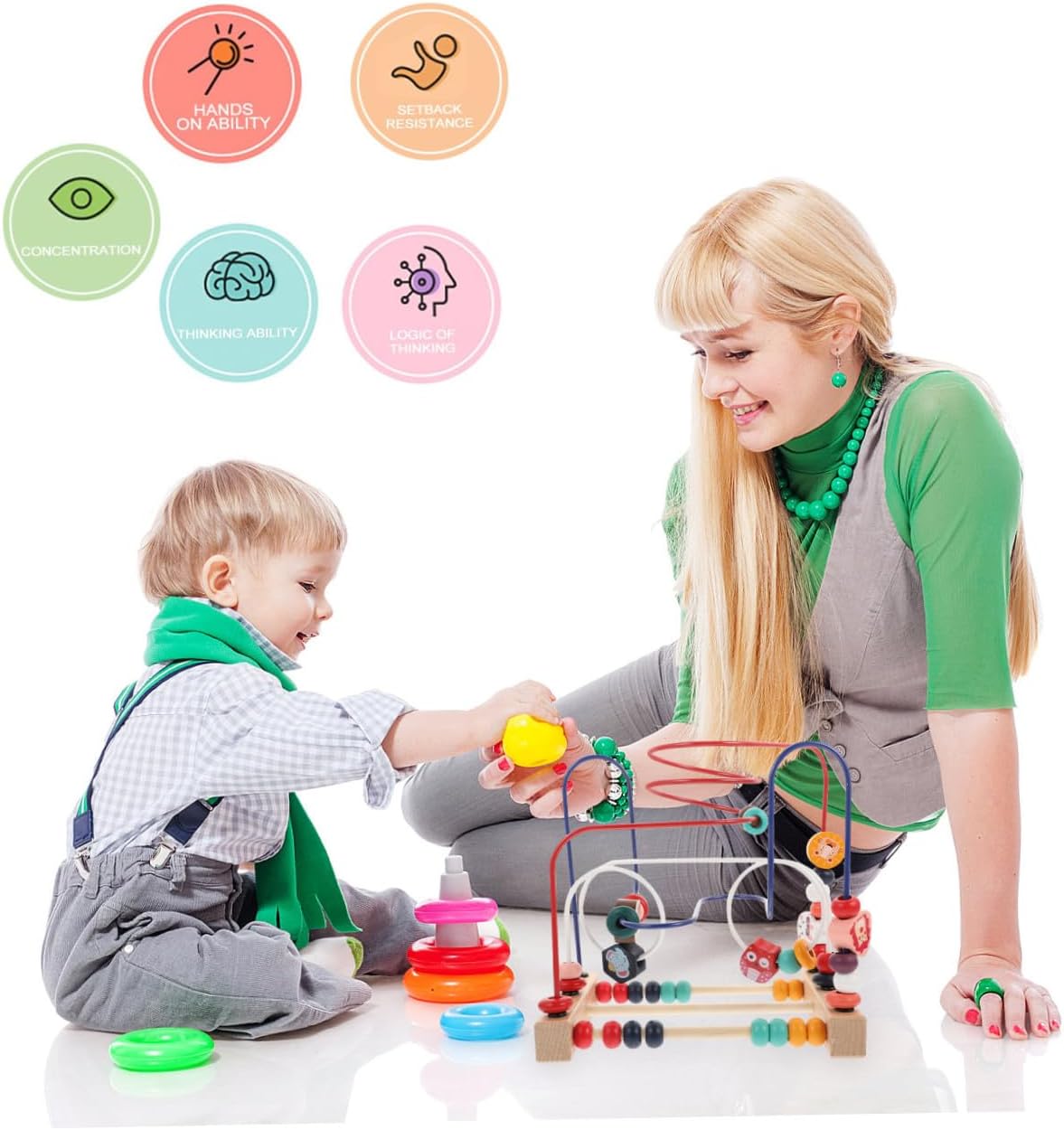 ORFOFE Wooden Beads Maze Roller Educational for Hand-Eye Coordination Puzzle Game with Animal Shapes Cognitive Development Activity for Birthday