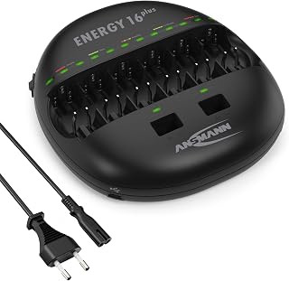 ANSMANN Akku Ladegerät mit LED Anzeige für NI-MH NI-CD AAA AA Baby C Mono D 9V Block Akku, Schnellladung, USB-ladefähige Geräte laden, Akkupflege