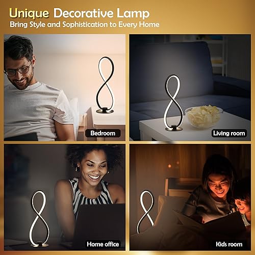 Miniatura 6 de Modernas lámparas de mesa táctiles negras, juego de 2 lámparas de noche, lámpara LED de mesita de noche de 12.2 pulgadas con adaptador USB, pequeña