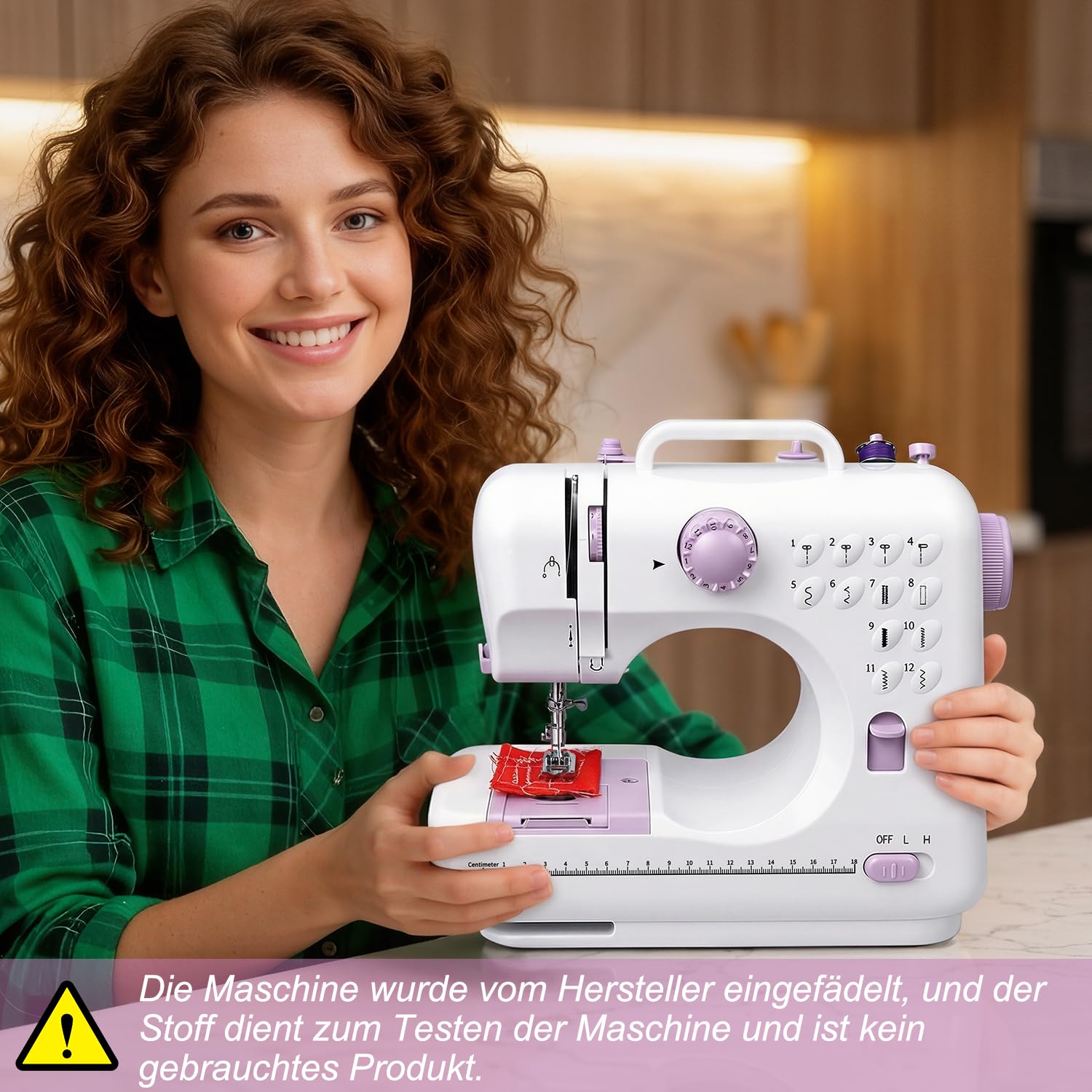 Nähmaschine Anfänger mit 12 Stichmustern Nähzubehör-Set Nähmaschine Elektrisch mit 42 Teilen Zubehör, Leicht Tragbar für DIY & Handarbeit - für Kinder & Erwachsene (Lila/Weiß)