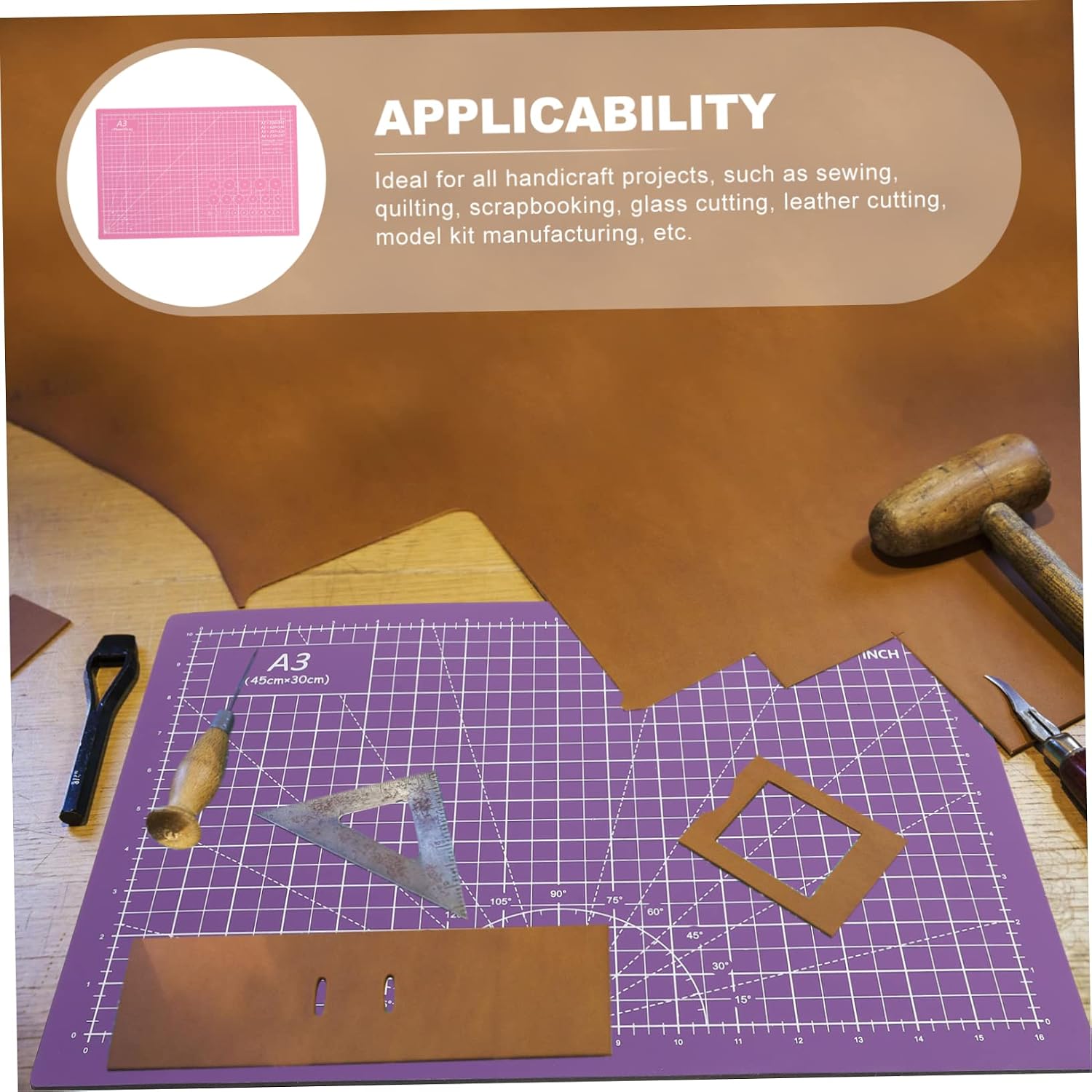 Double Sided Self Healing Cutting Mat Non Slip Sewing and Crafting Board with Precise Measurement for Paper Cutting Engraving Quilting and DIY Art Projects