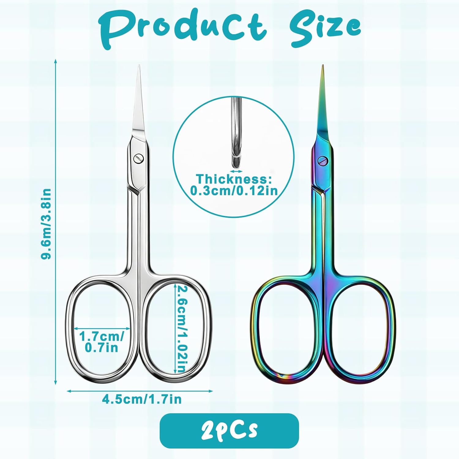 JJUNW 2 Pcs Cuticle Scissors, Stainless Steel Small Scissor, Eyebrow Scissors for Personal Care Professional Grooming Mini Scissor Nail Cuticle Trimmer for Eyebrow Eyelash Manicure Pedicure
