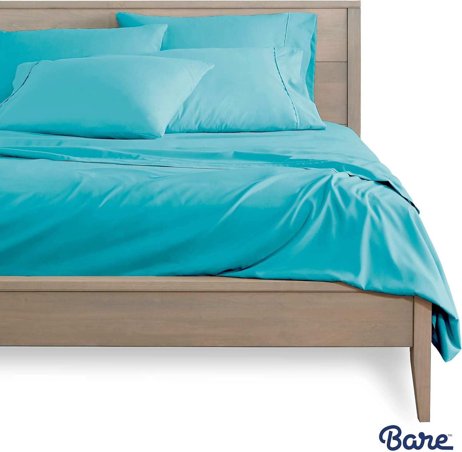 Bare Home Bedding Bundle - 6 Piece Microfiber Sheet Set with 4 Pillowcases (Queen, Aqua)