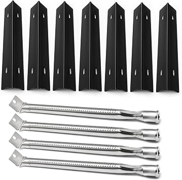 Hiorucet Grill Replacement Part Kit for Prestige 500 and Napoleon Grill Rogue Series, Porcelain Steel Heat Plate and Burner for Napoleon Gas Grill Parts P500RSIBPK-3, P500RSIBPSS-3, Prestige 500