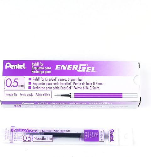 Pentel Refill Ink for EnerGel Gel Pen, (0.5mm) Needle Tip, Violet Ink, Box of 12 (LRN5-V)