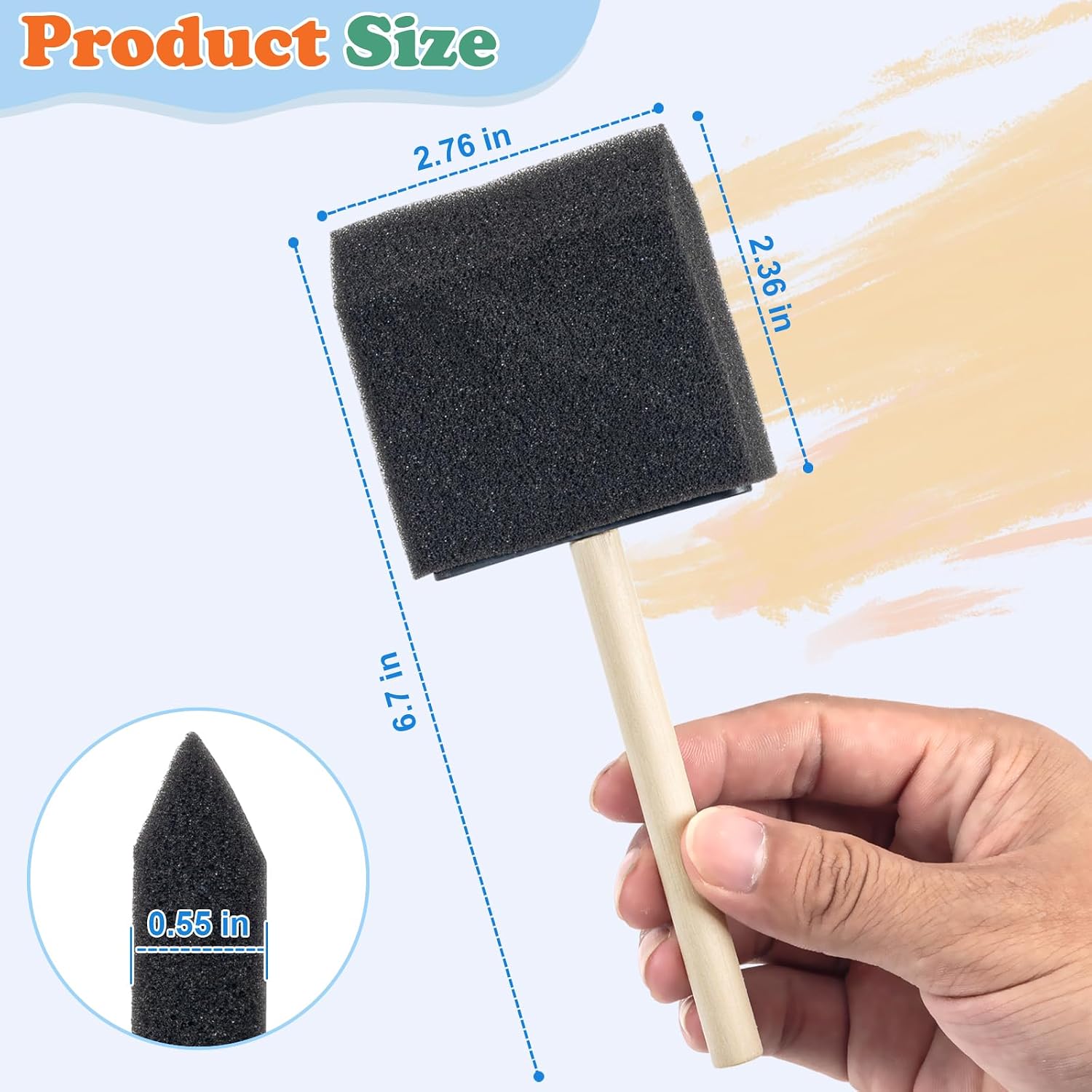 6 Pcs Foam Paint Brushes, 3 Inch Sponge Brushes | for Painting Varnishes, Staining, DIY Craft Projects, Finishing