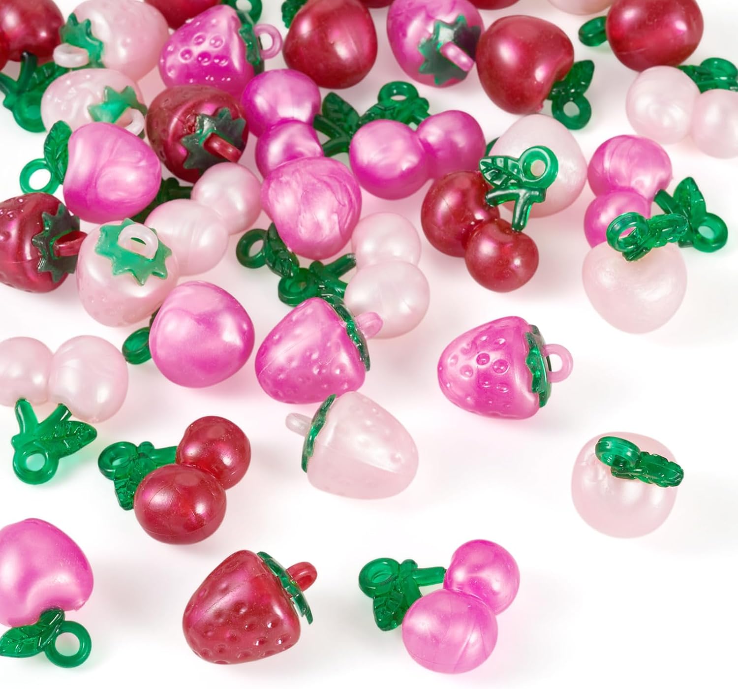 KISSITTY Cherry Fruit Beads Charms Ctue Handmad Natural Fruit Dangle Charms Crystal Pendants with Leaf for Bracelets Earring Necklaces Jewelry Making DIY Crafts - Image 2