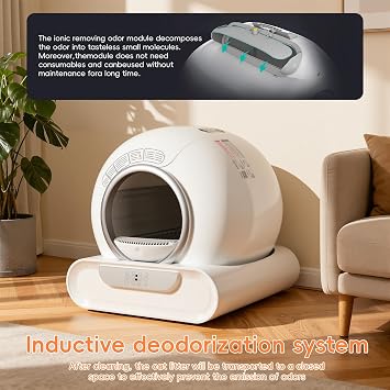 Automatic Cat Litter Box APP Control, Self Cleaning Litter Box for Cats Under 9KG, 24.5cm Width Entrance with Anti Pinch, Extra Large Cat Toilet with Double Deodorization & All Day Data Monitoring Wh