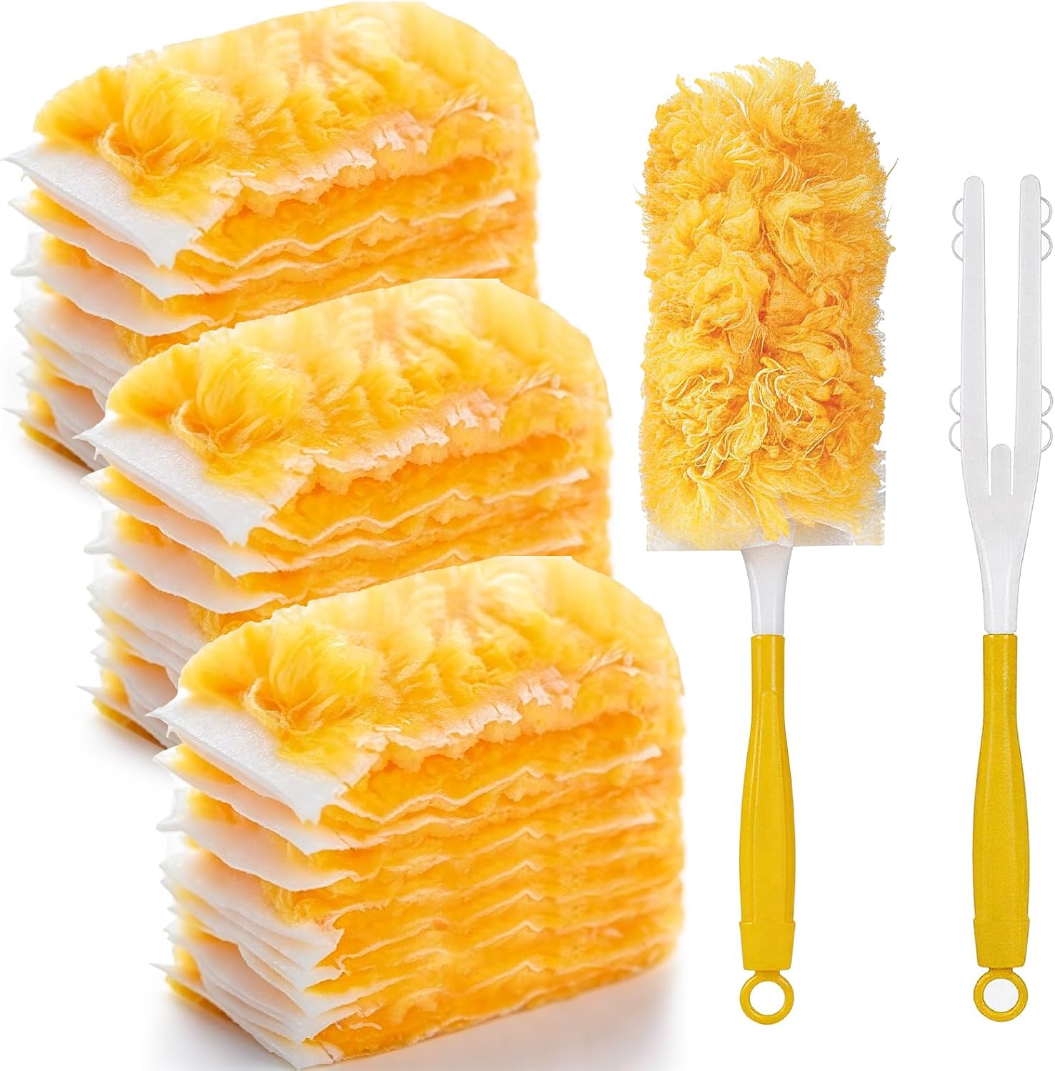 30 Count Duster Refills for Swiffer Duster, 360° Heavy Duty Duster for Swiffer Duster Refill with 1 Handle, 5X Microfibers Disposable Dusters for Cleaning Home Blinds Fans Corners