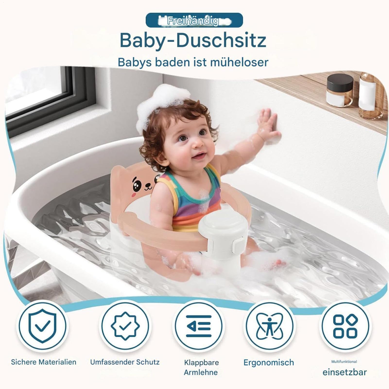 Seggiolino Bagno per Bimbi Ventose Essenziali Per Bambini 6-24