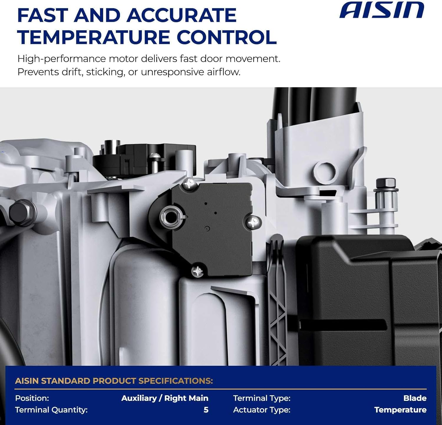 AISIN AFTERMARKET BDAFD-00444 Right or Auxiliary HVAC Heater Blend Door Actuator - Compatible with Hyundai Santa Fe 2013-2018, Santa Fe XL 2013-2019, Kia Sorento 2009 & 2011-2015