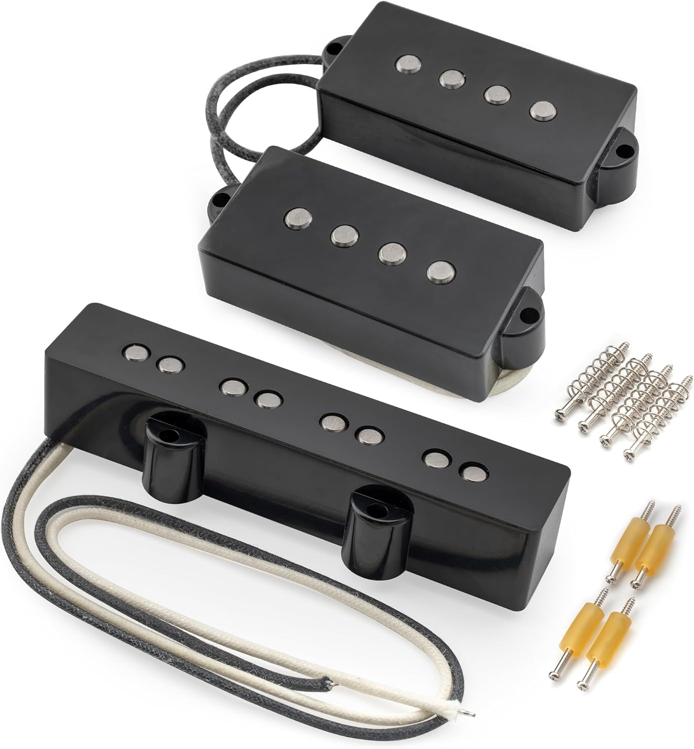 Musiclily Pro PJB-6070S Alnico 5 Single Coil Neck Bridge Pickups Set 10.5K/7.9K for PJ Bass, Black