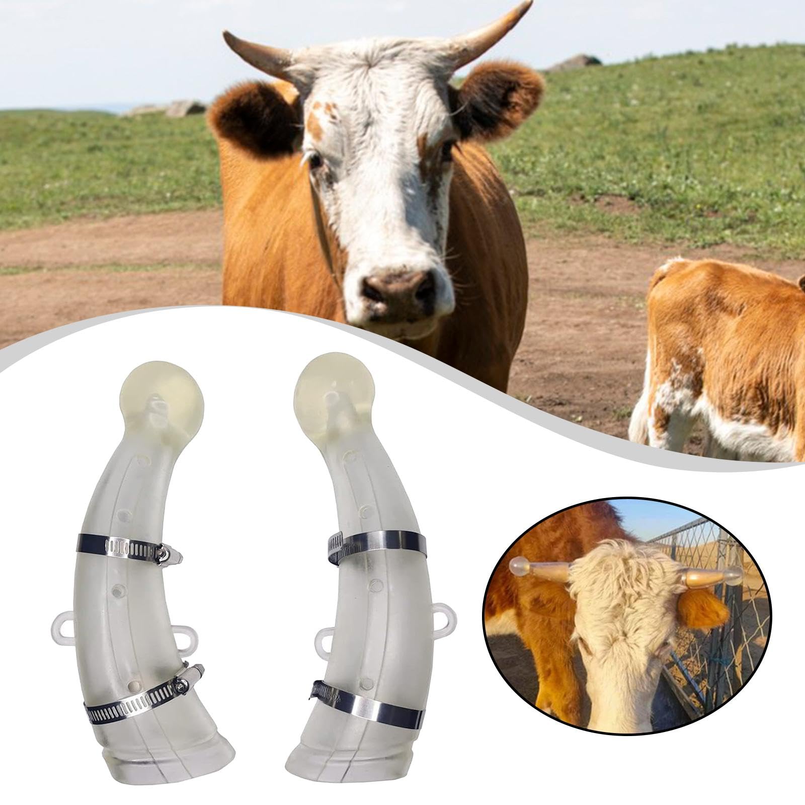 2 protège-Cornes en Silicone pour Vaches, avec Pinces de Fixation, faciles à Installer, pour Moutons, veaux et chèvres, L