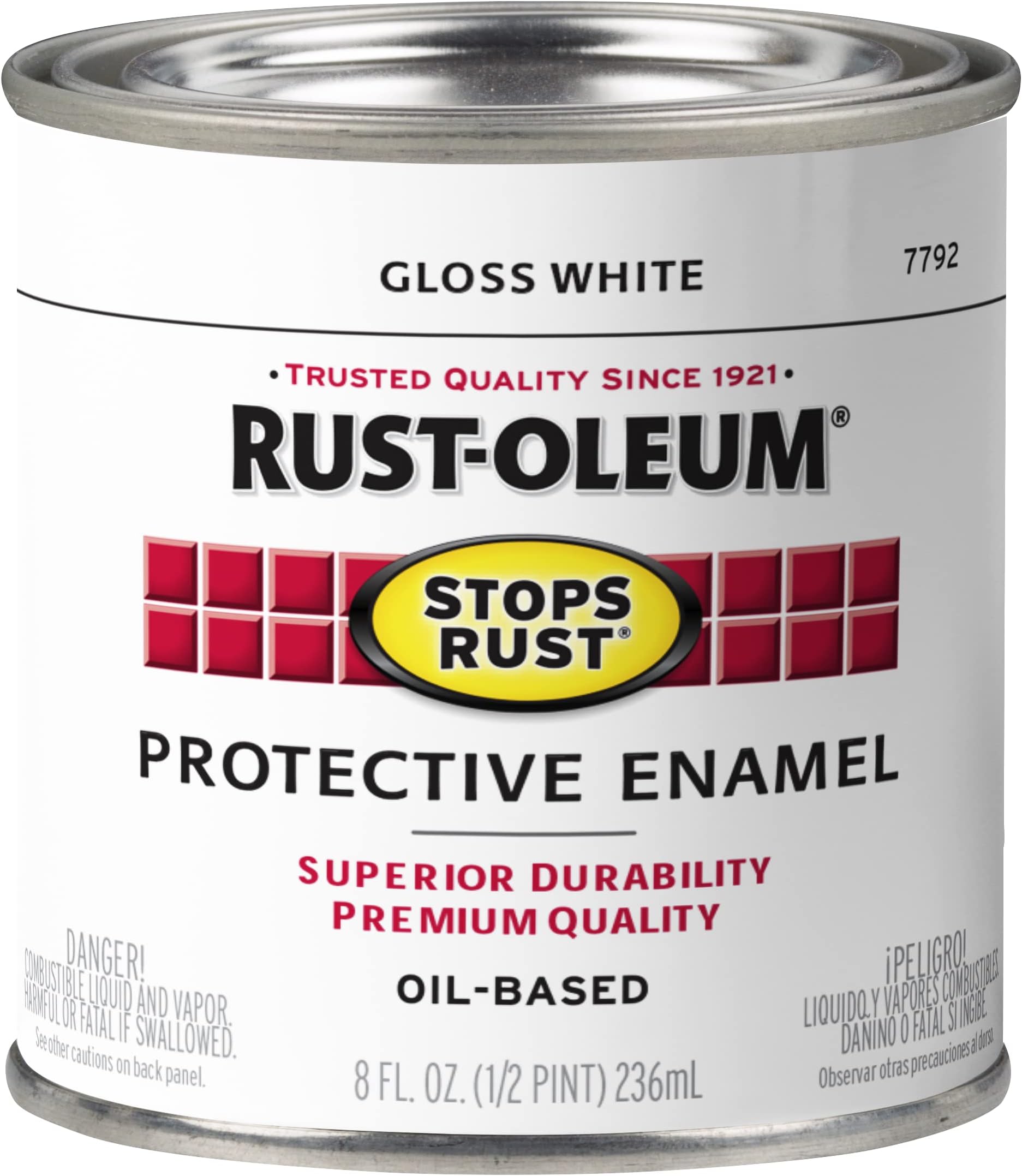 7792730 Stops Rust Brush On Paint, Half Pint, Gloss White (Pack of 1)