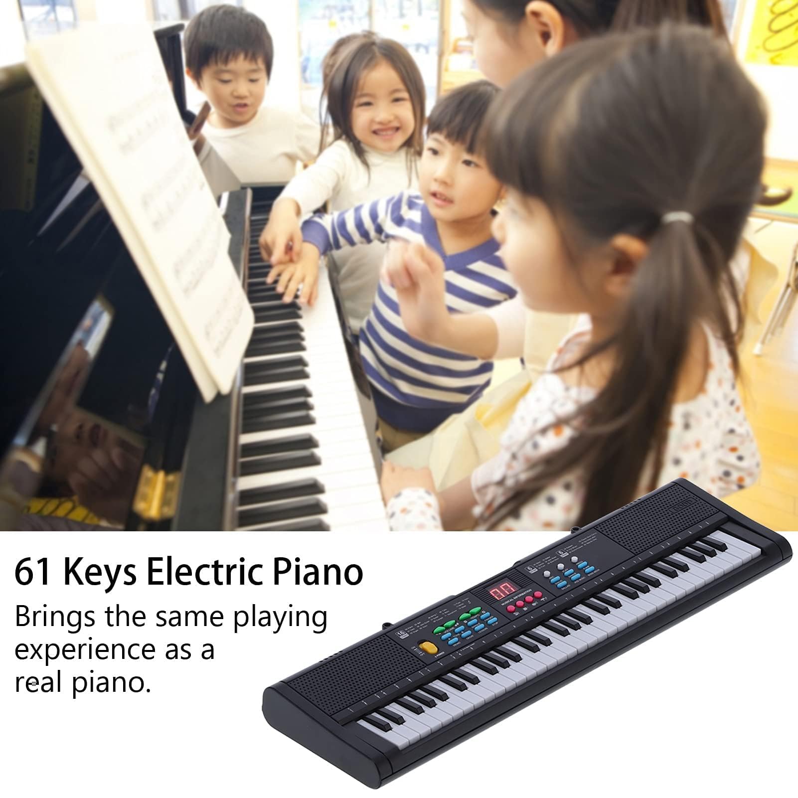 Strumento per Pianoforte a Tastiera, Multifunzionale Digitale Elettrico a 61 Tasti con Microfono MQ6186