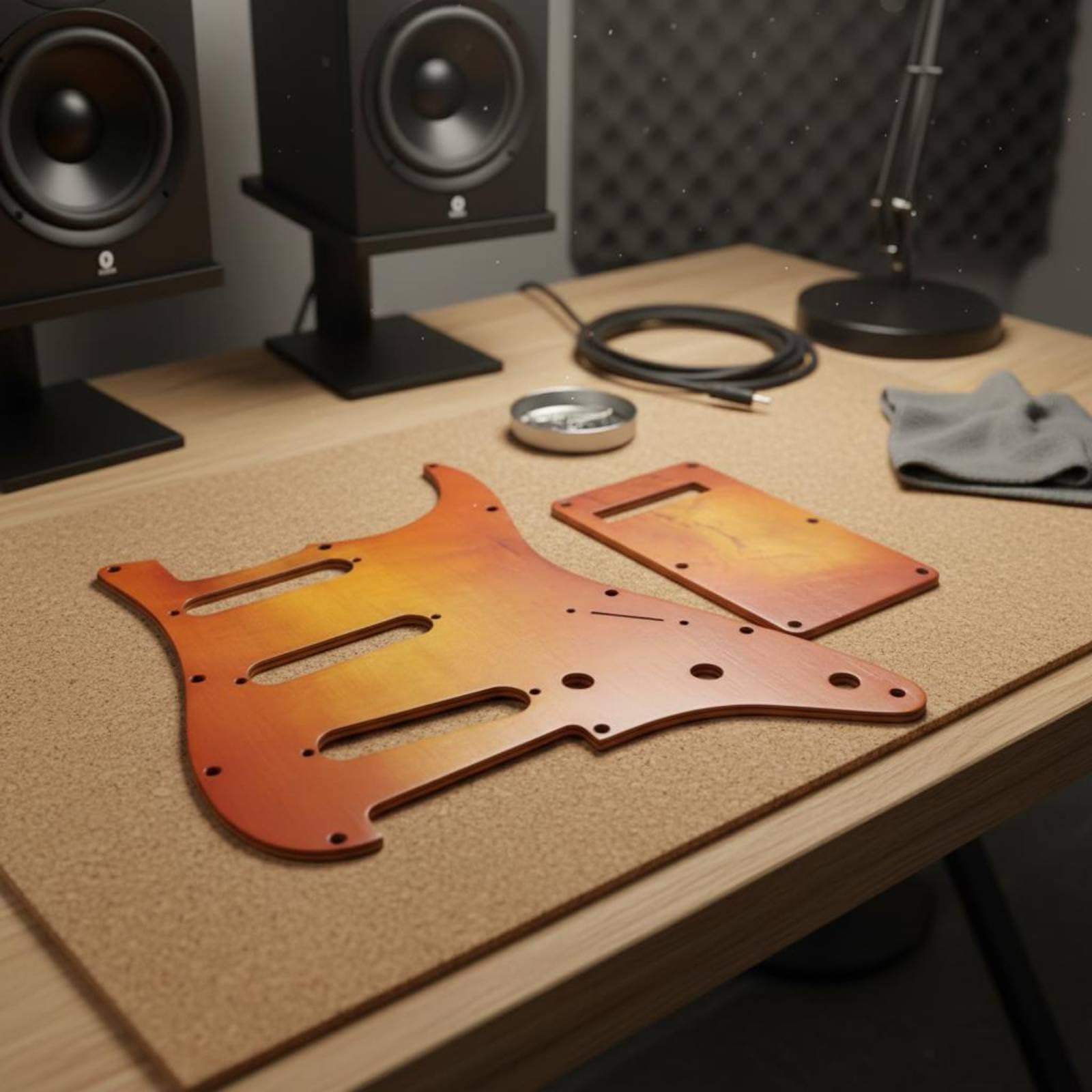 Musical Equipment Kit con Piastra Frontale in Legno Retro Coordinato Protezione Dal Contatto Accessorio di Ricambio per Chitarre Elettriche Adatto per, Acero Rosso-giallo