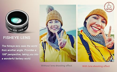 Miniatura 4 de Kit de lente de cámara de teléfono gran angular 0.6X macro 20X ojo de pez 198  para la mayoría (negro)